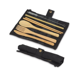 7-Piece Cutlery Set in a Portable Roll - Black