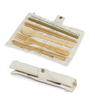 7-Piece Cutlery Set in a Portable Roll - Ivory